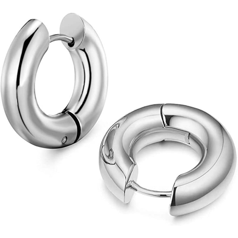 wholesale stainless steel 5mm thick 10mm hoop gold earrings jewelry unisex for men women China manufacturer factory supplier