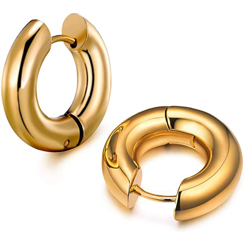 wholesale stainless steel 5mm thick 10mm hoop gold earrings jewelry unisex for men women China manufacturer factory supplier