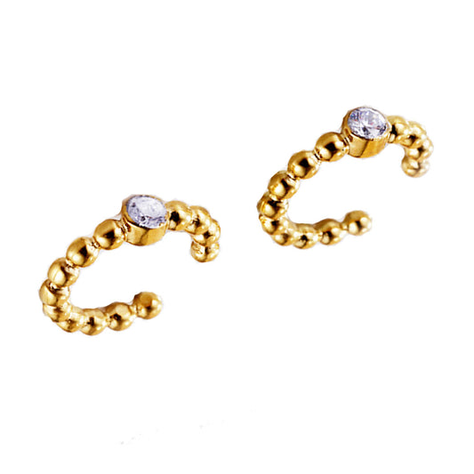 Wholesale Stainless Steel Ear Cartilage Cuffs 18k Gold Plated with Zircon Charm Bead Cuff Earrings Jewelry Earring Supplier
