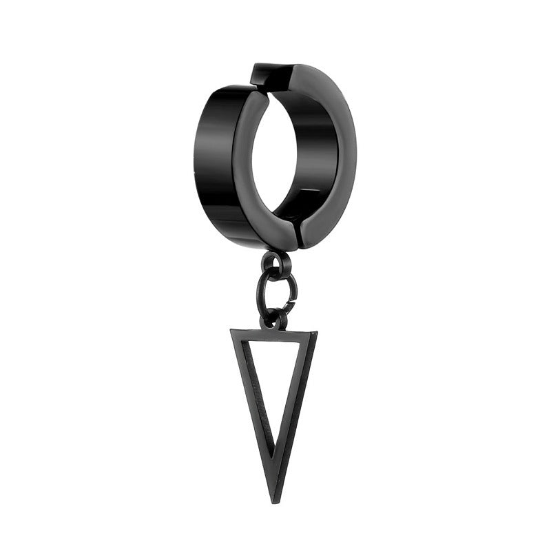 Stainless Steel Clip on Ear Cuff Hoops with Charm Dangles Star Triangle Earrings Unisex Men and Women Non-pierced Support
