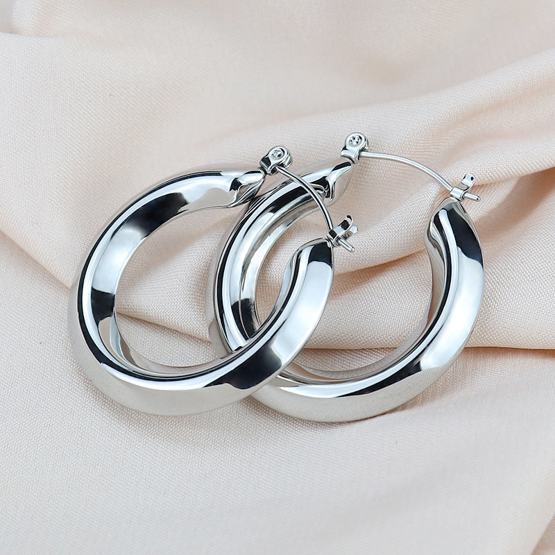 Boho Blank Stainless Steel Blade Edge 33MM Hoop Earrings for Women