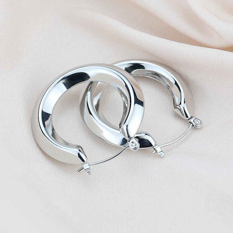 Boho Blank Stainless Steel Blade Edge 33MM Hoop Earrings for Women