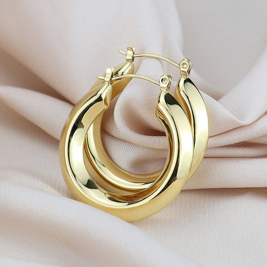 Boho Blank Stainless Steel Blade Edge 33MM Hoop Earrings for Women