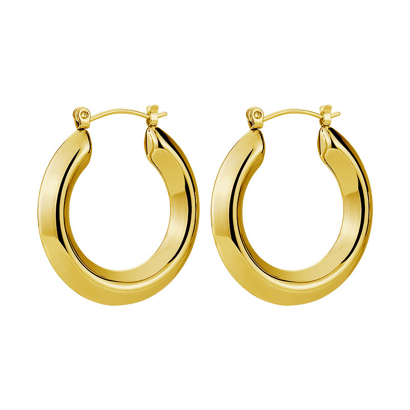 Boho Blank Stainless Steel Blade Edge 33MM Hoop Earrings for Women