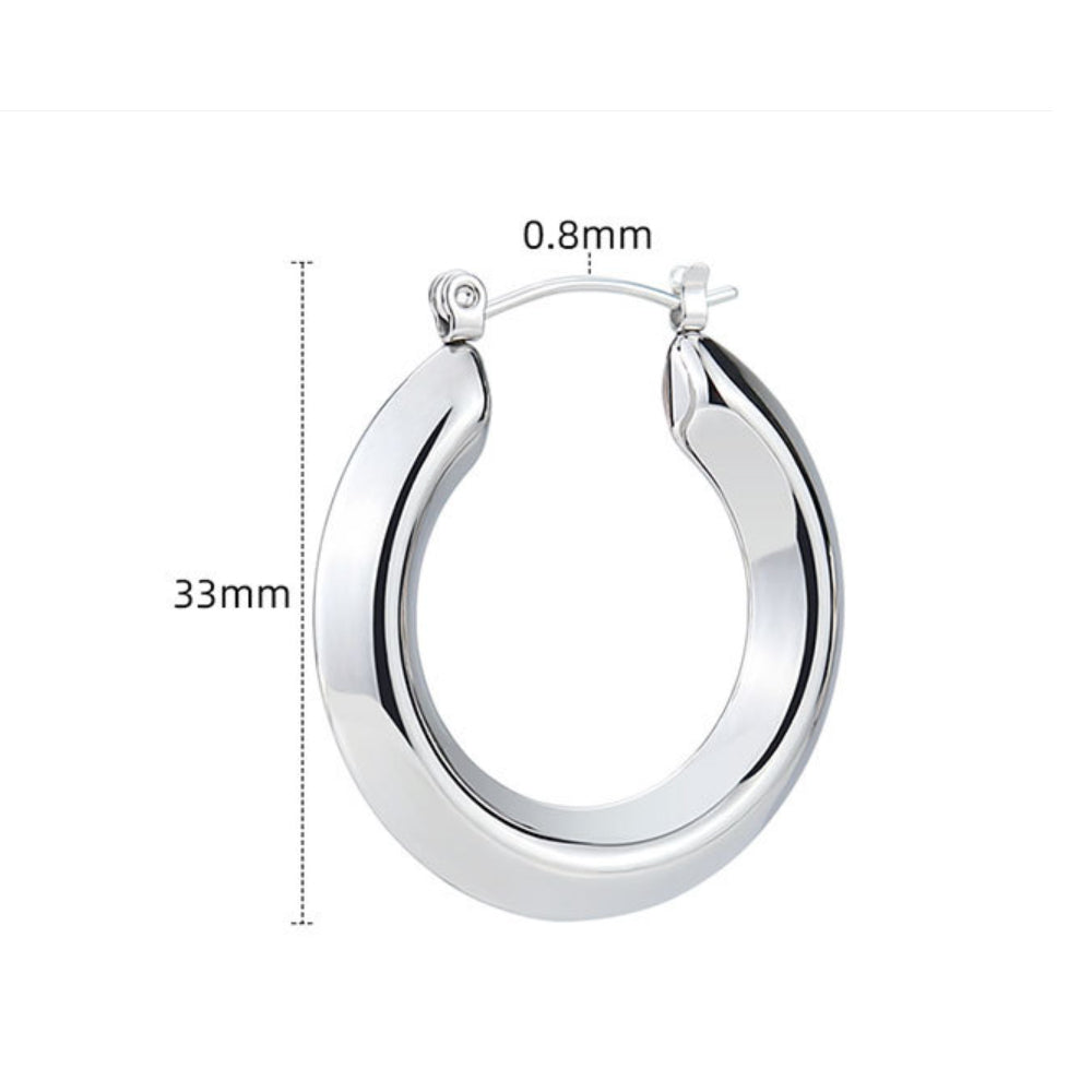 Boho Blank Stainless Steel Blade Edge 33MM Hoop Earrings for Women