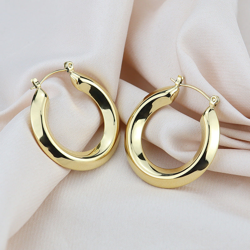 Boho Blank Stainless Steel Blade Edge 33MM Hoop Earrings for Women