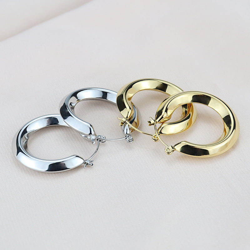 Boho Blank Stainless Steel Blade Edge 33MM Hoop Earrings for Women