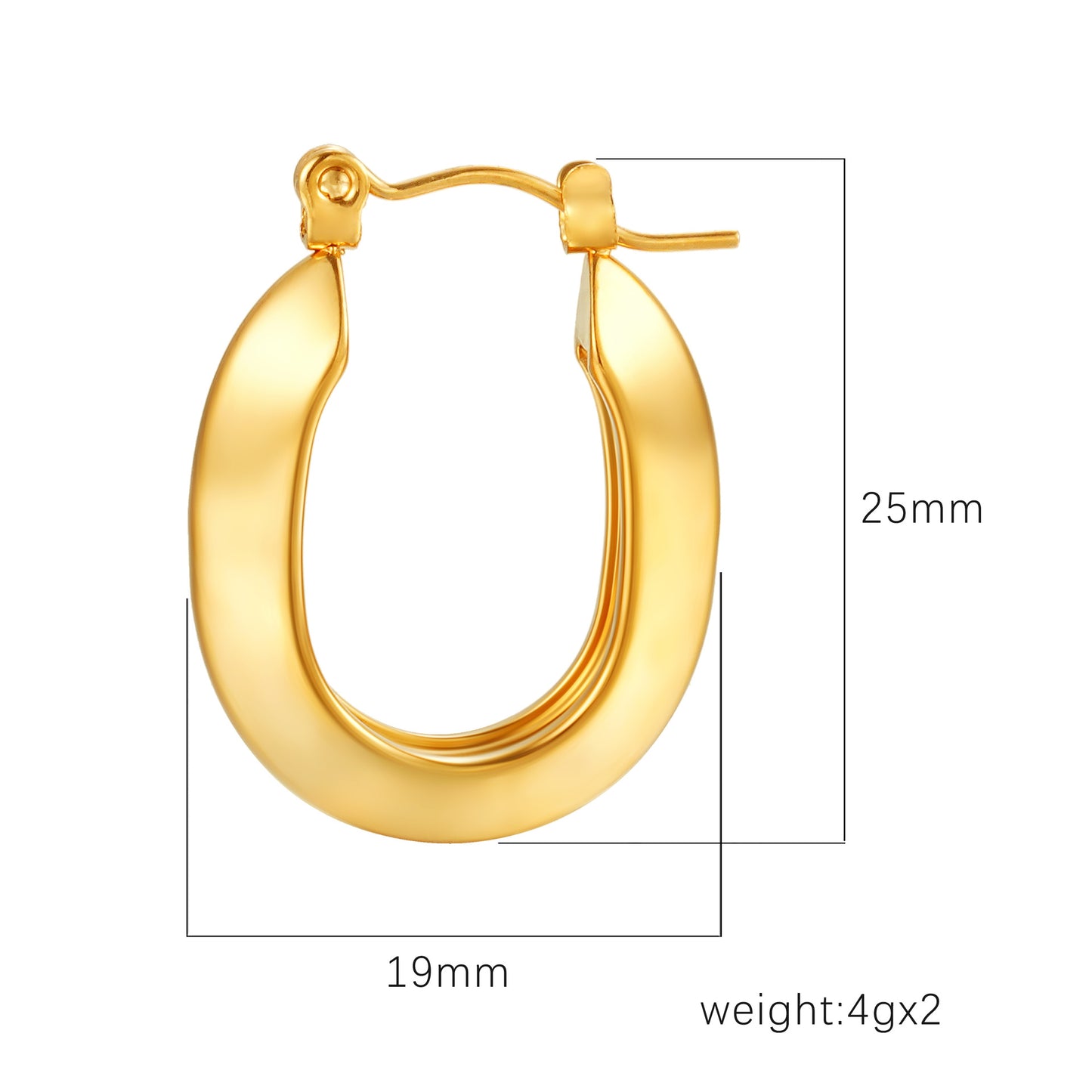 Boho Blank Stainless Steel Blade Edge Oval Hoop Earrings Jewelry for Women