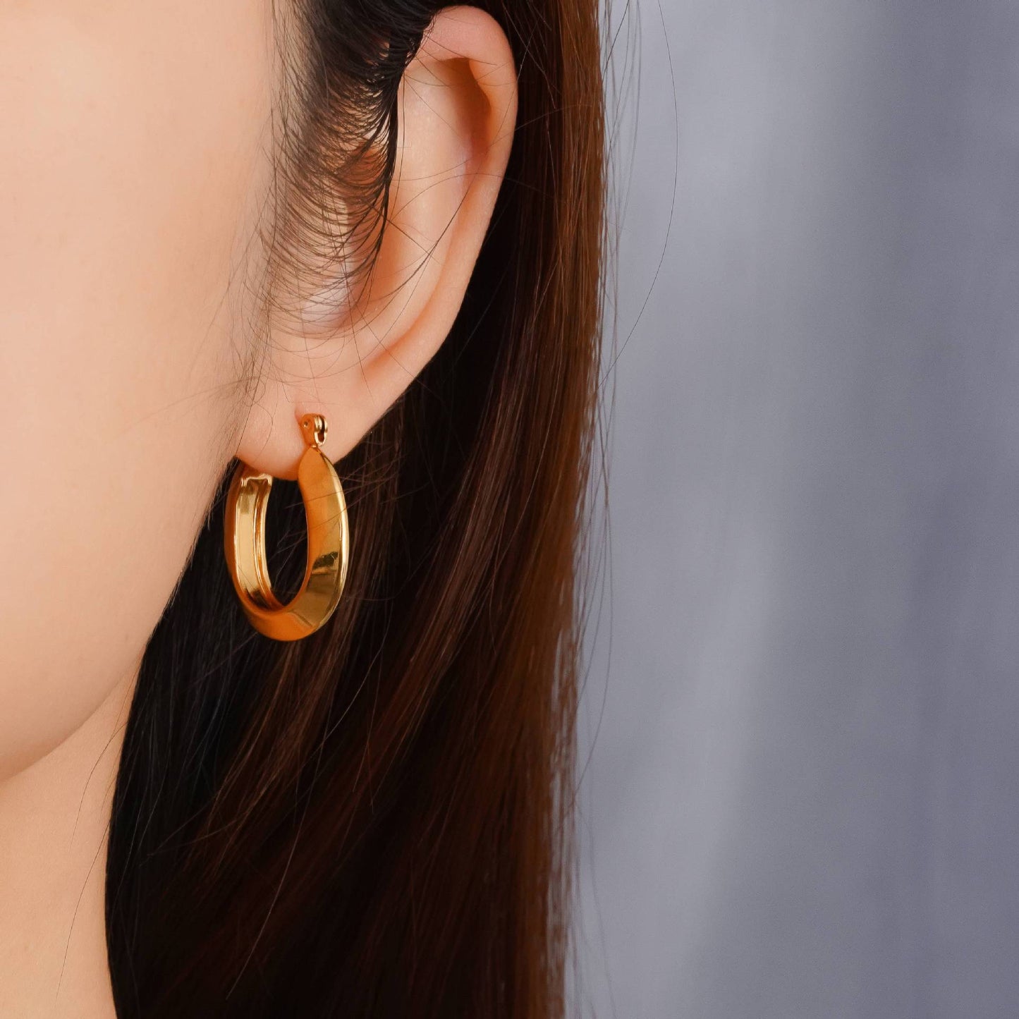 Boho Blank Stainless Steel Blade Edge Oval Hoop Earrings Jewelry for Women
