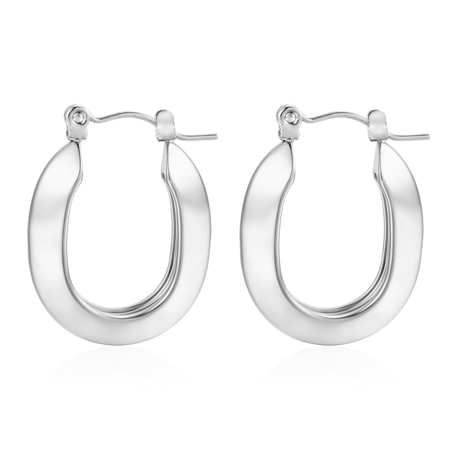 Boho Blank Stainless Steel Blade Edge Oval Hoop Earrings Jewelry for Women