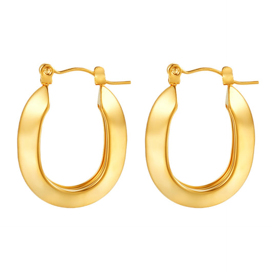 Boho Blank Stainless Steel Blade Edge Oval Hoop Earrings Jewelry for Women