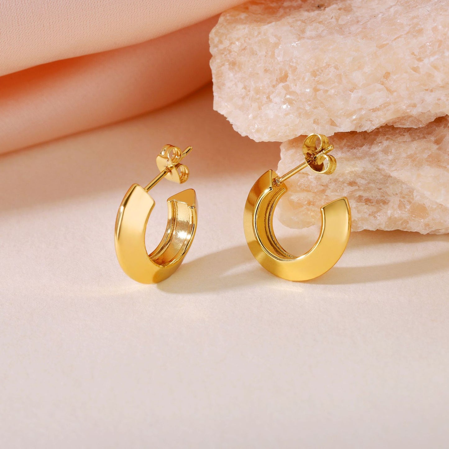 Boho Blank Stainless Steel Blade Edge 18mm 20mm 23mm 25mm Half Hoop Earrings Jewelry for Women