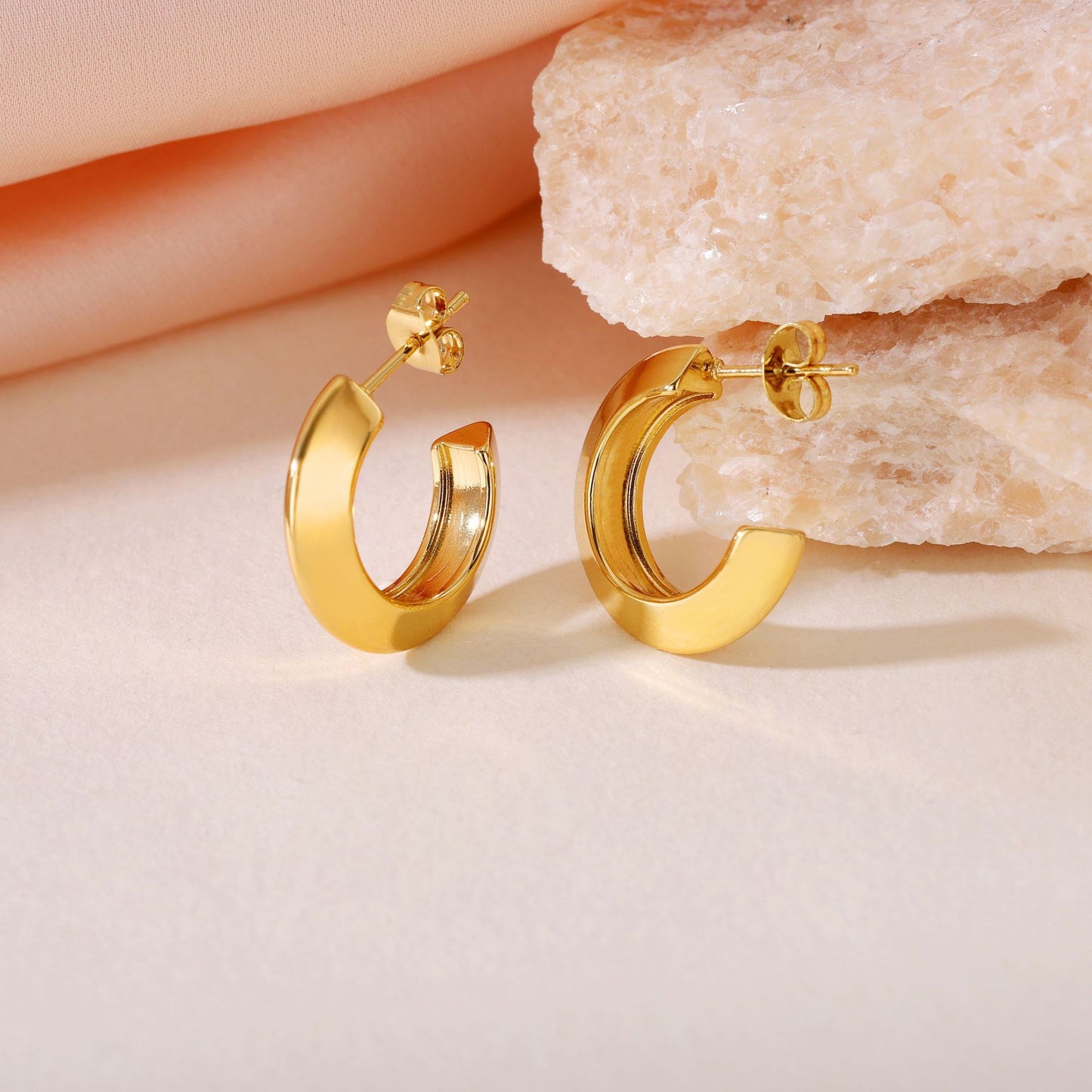 Boho Blank Stainless Steel Blade Edge 18mm 20mm 23mm 25mm Half Hoop Earrings Jewelry for Women
