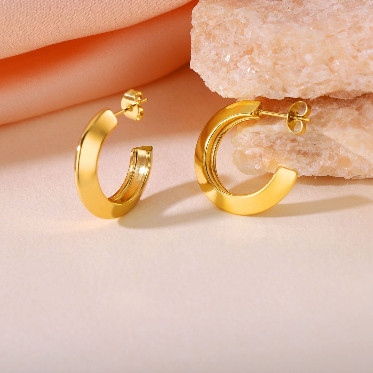 Boho Blank Stainless Steel Blade Edge 18mm 20mm 23mm 25mm Half Hoop Earrings Jewelry for Women