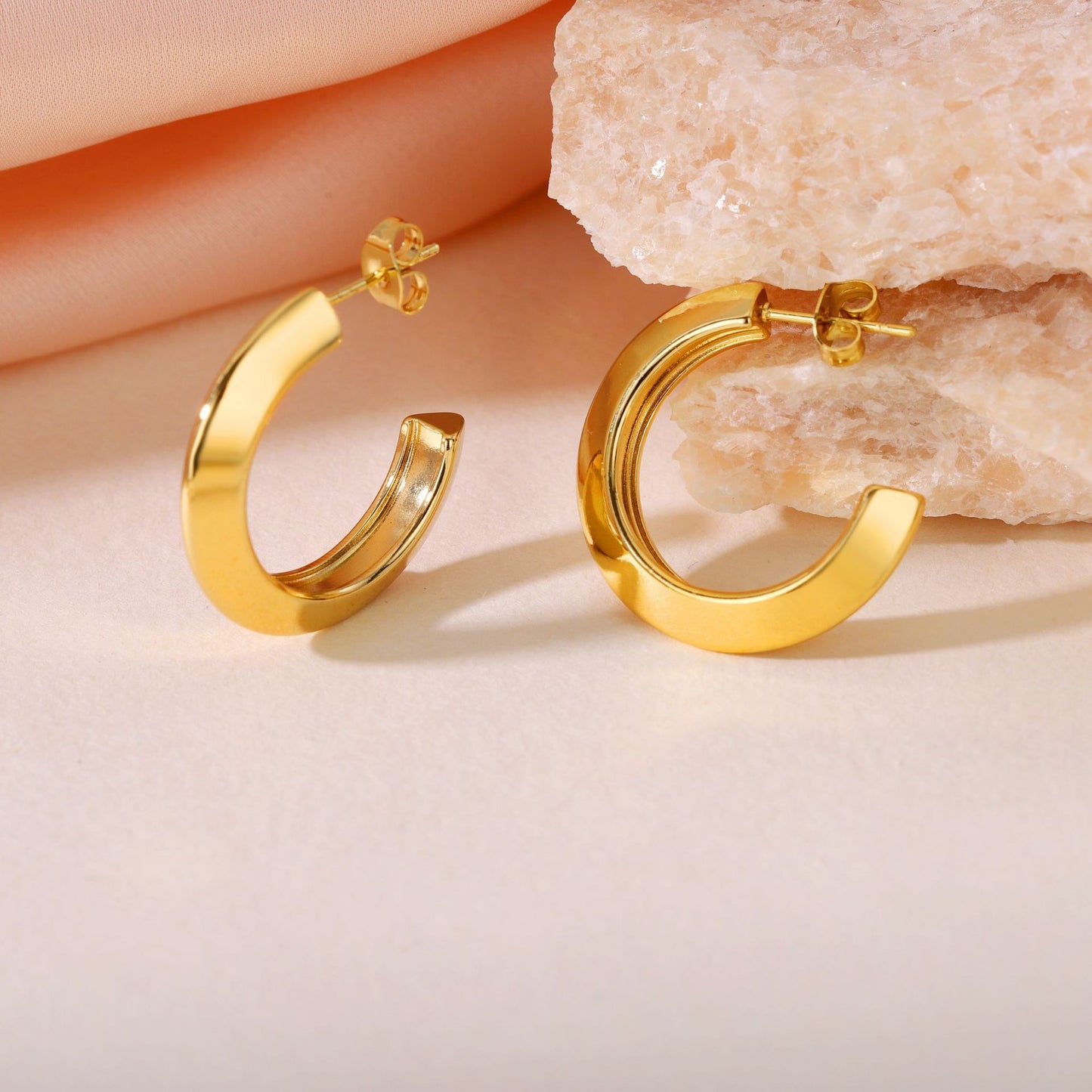 Boho Blank Stainless Steel Blade Edge 18mm 20mm 23mm 25mm Half Hoop Earrings Jewelry for Women