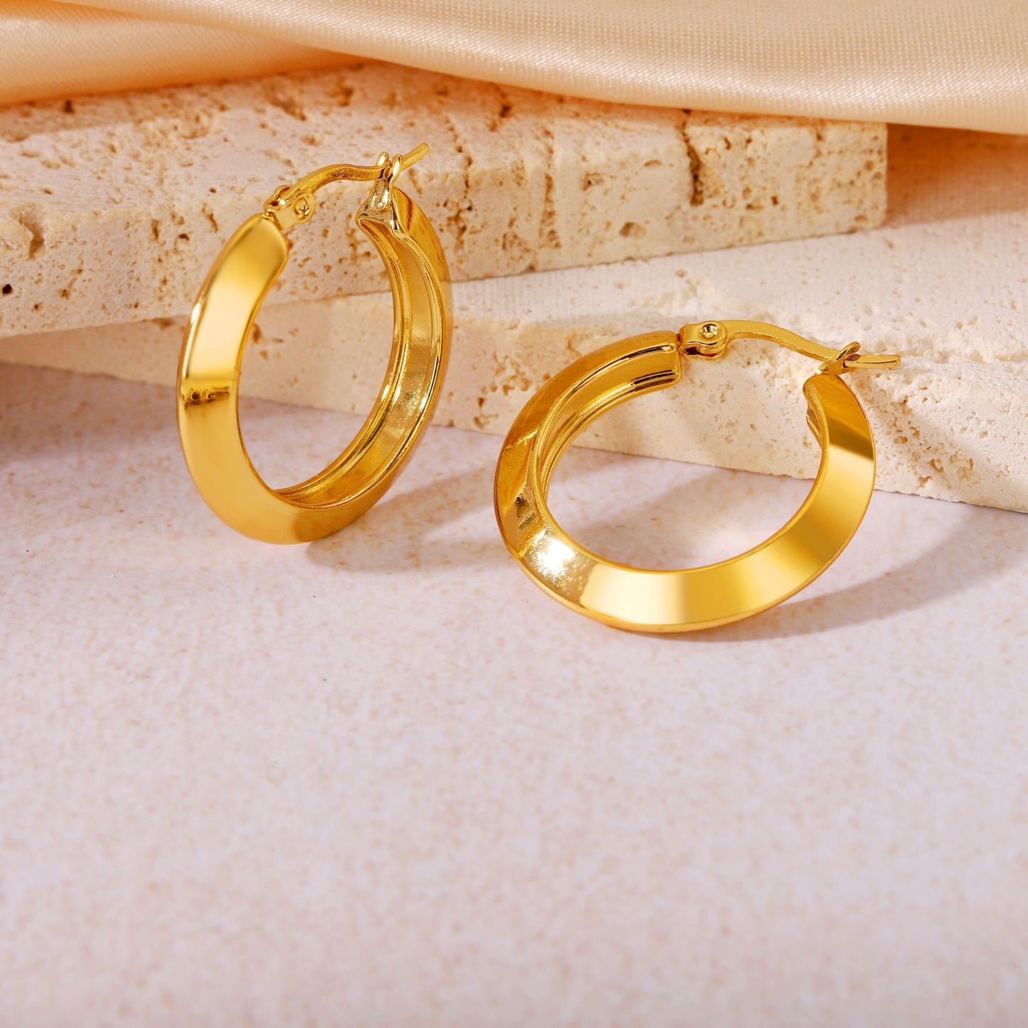 Boho Blank Stainless Steel Blade Edge Hoop 18mm 20mm 23mm 25mm 28mm 30mm Earrings Jewelry for Women