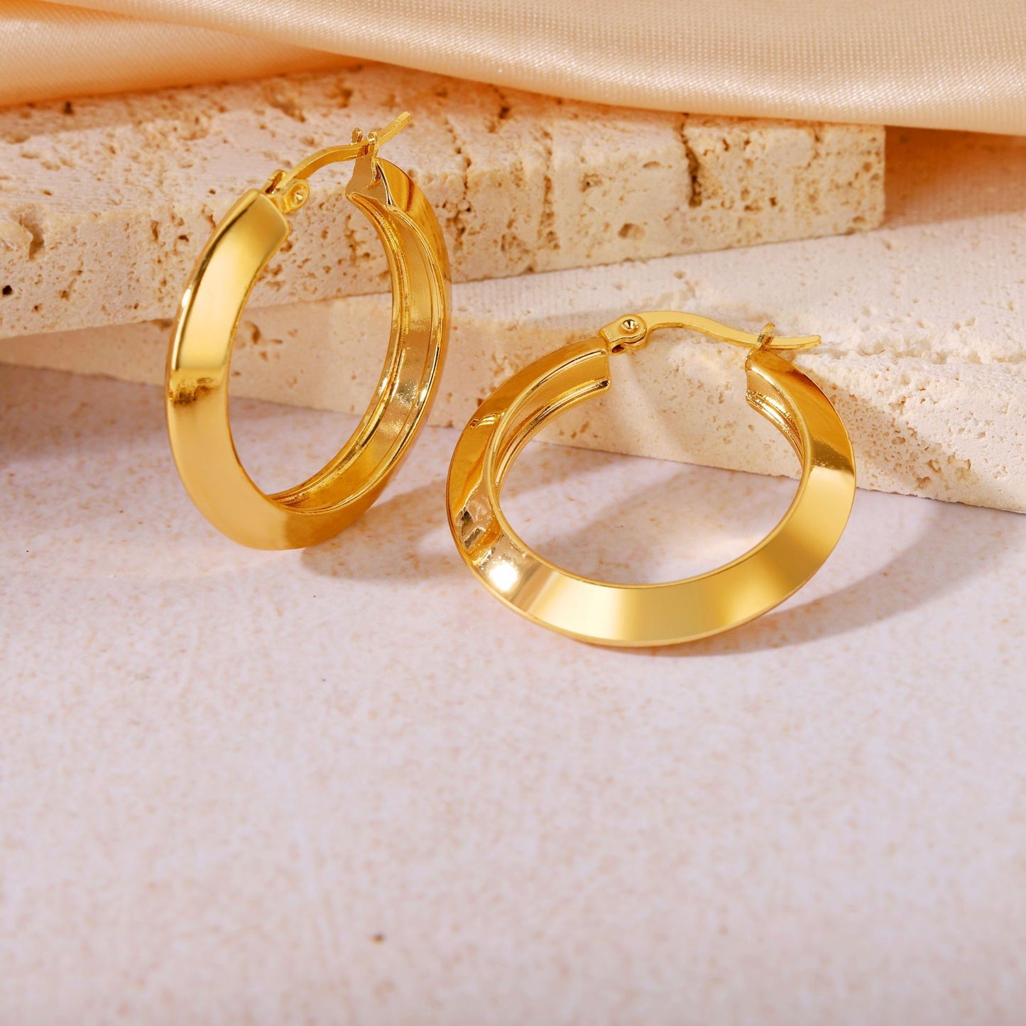 Boho Blank Stainless Steel Blade Edge Hoop 18mm 20mm 23mm 25mm 28mm 30mm Earrings Jewelry for Women