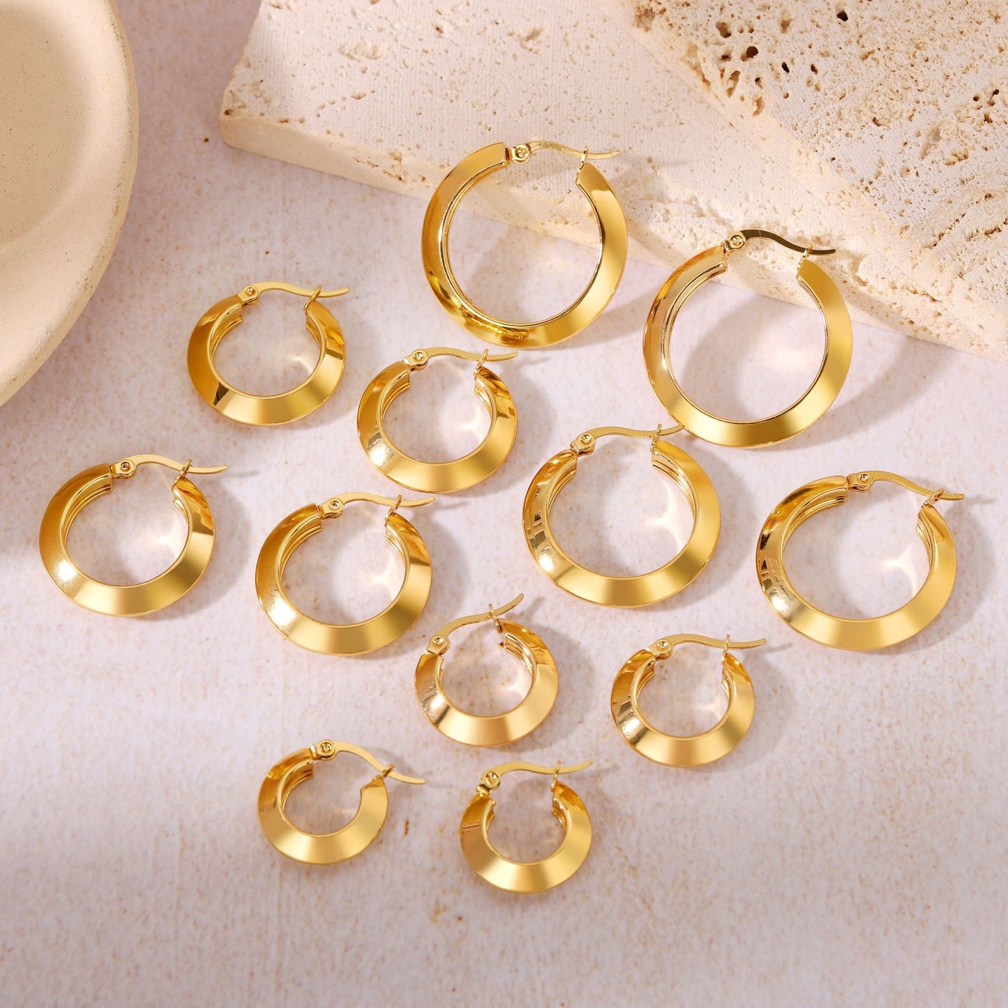 Boho Blank Stainless Steel Blade Edge Hoop 18mm 20mm 23mm 25mm 28mm 30mm Earrings Jewelry for Women