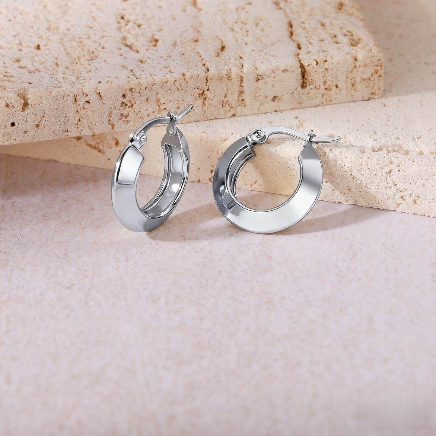 Boho Blank Stainless Steel Blade Edge Hoop 18mm 20mm 23mm 25mm 28mm 30mm Earrings Jewelry for Women