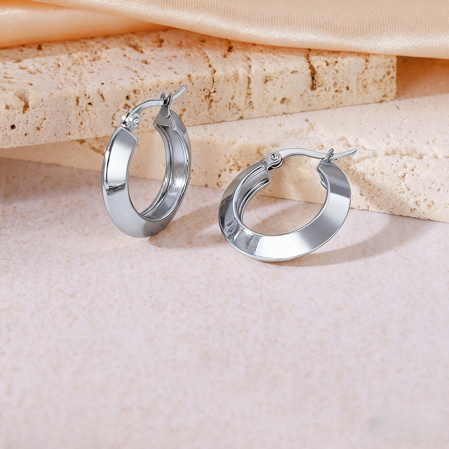 Boho Blank Stainless Steel Blade Edge Hoop 18mm 20mm 23mm 25mm 28mm 30mm Earrings Jewelry for Women