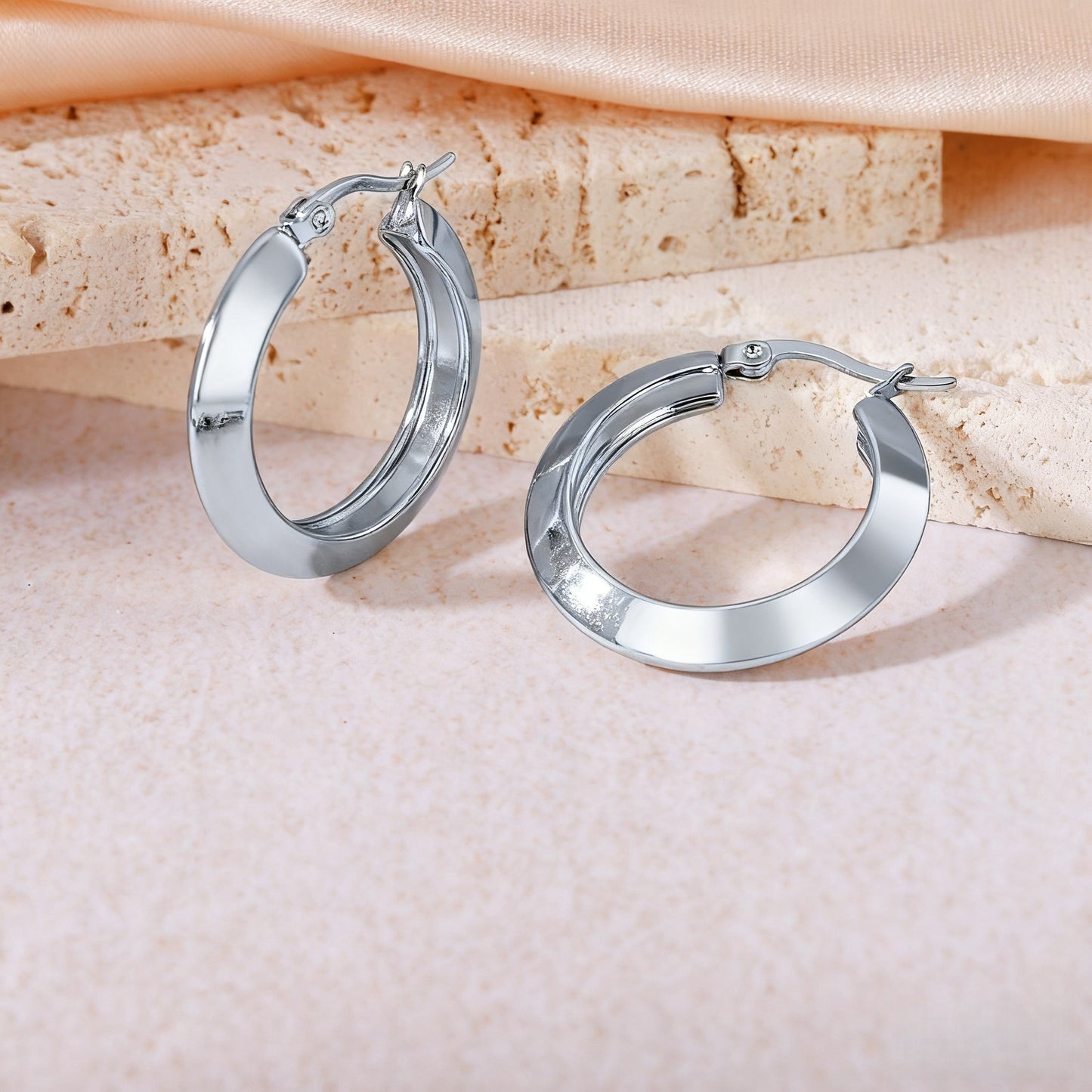 Boho Blank Stainless Steel Blade Edge Hoop 18mm 20mm 23mm 25mm 28mm 30mm Earrings Jewelry for Women