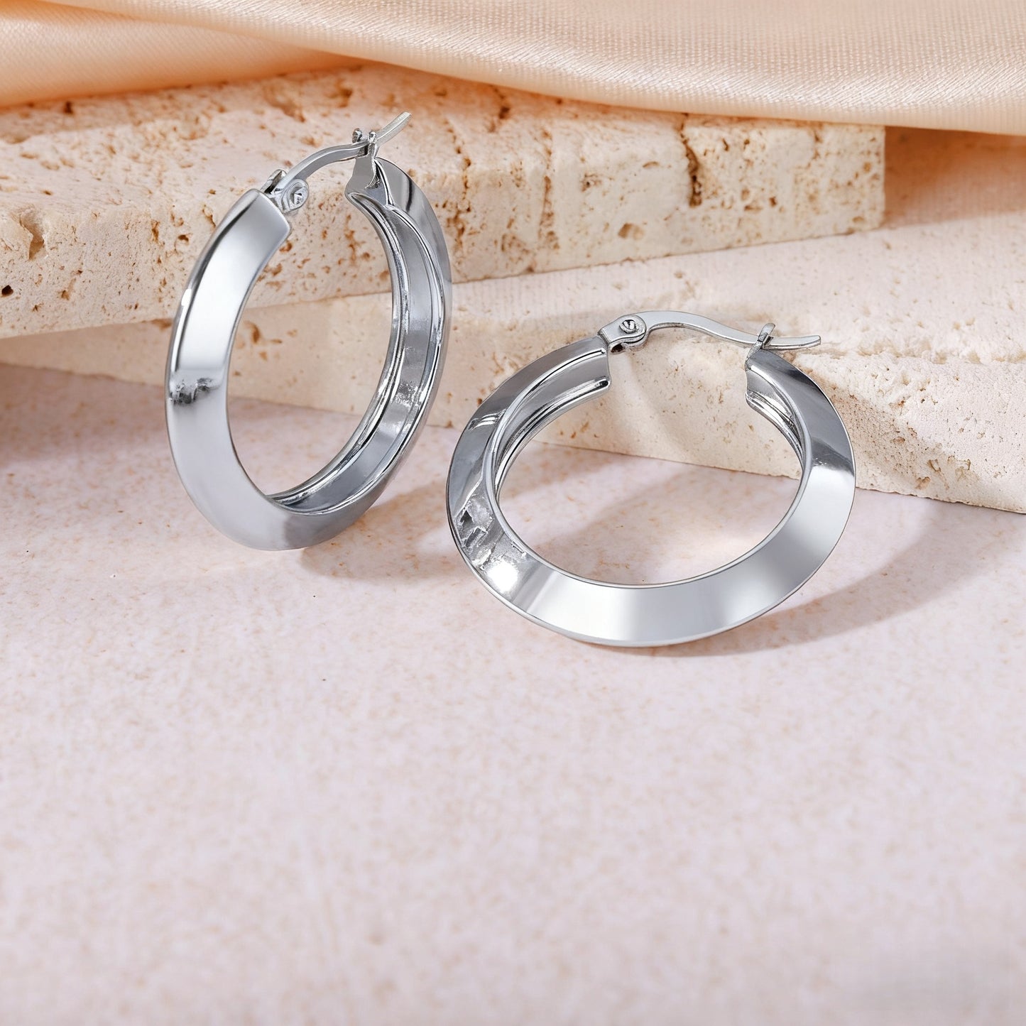Boho Blank Stainless Steel Blade Edge Hoop 18mm 20mm 23mm 25mm 28mm 30mm Earrings Jewelry for Women