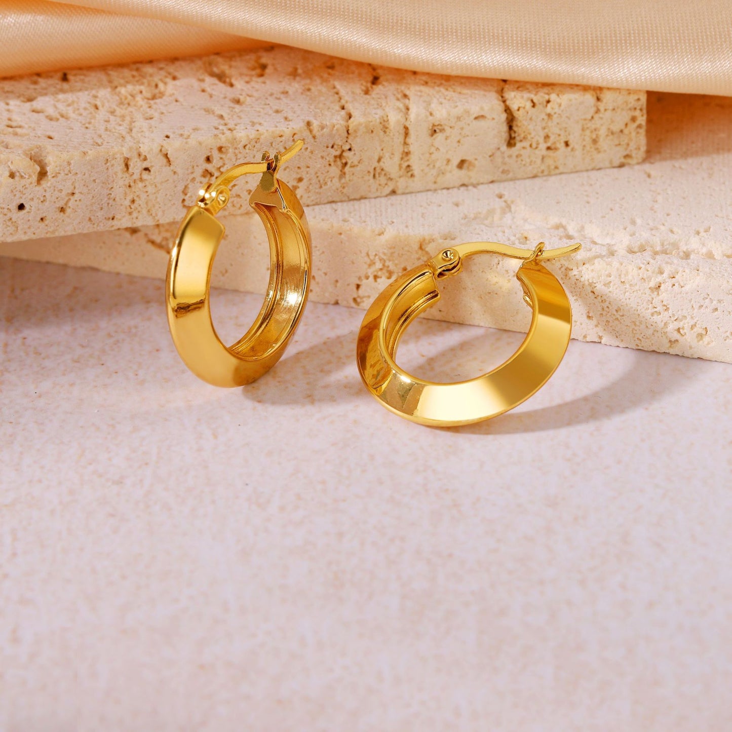 Boho Blank Stainless Steel Blade Edge Hoop 18mm 20mm 23mm 25mm 28mm 30mm Earrings Jewelry for Women