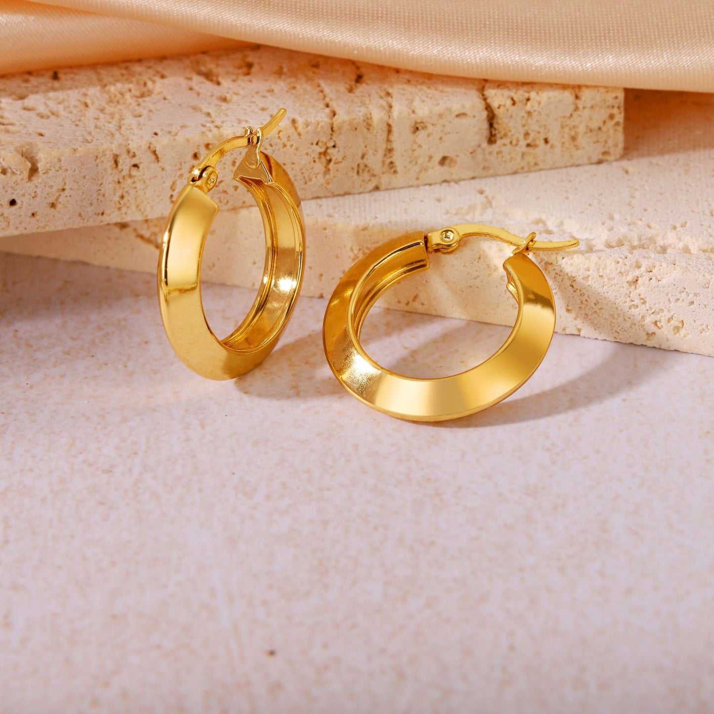 Boho Blank Stainless Steel Blade Edge Hoop 18mm 20mm 23mm 25mm 28mm 30mm Earrings Jewelry for Women