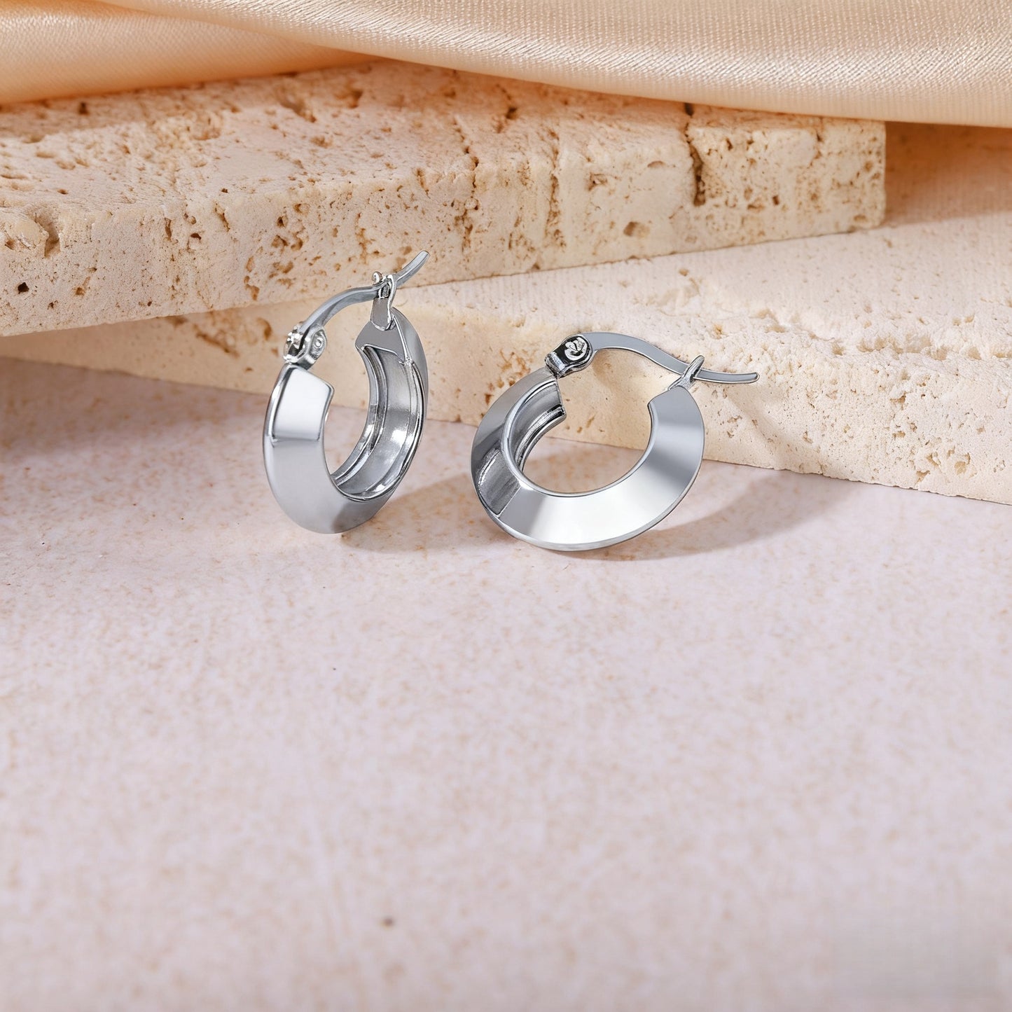 Boho Blank Stainless Steel Blade Edge Hoop 18mm 20mm 23mm 25mm 28mm 30mm Earrings Jewelry for Women