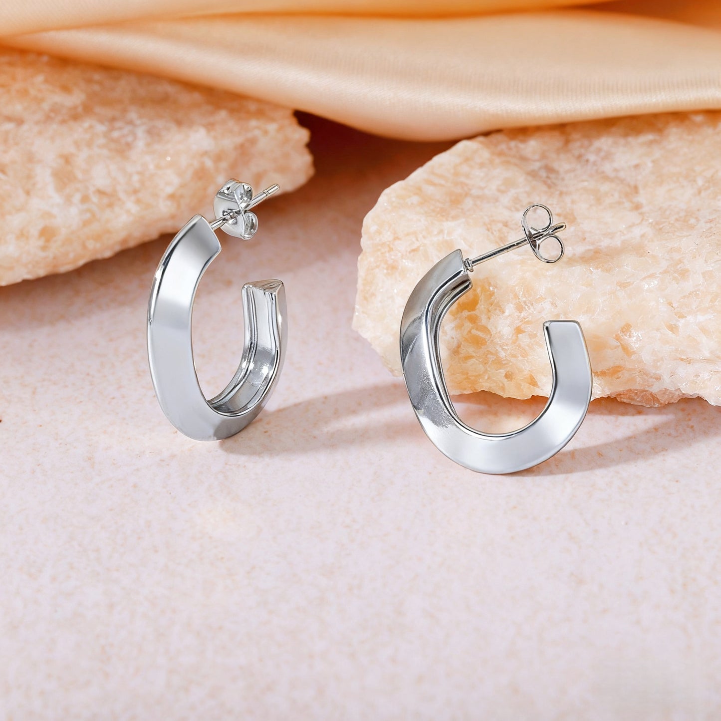 Boho Blank Stainless Steel Blade Edge 20mm 23mm 25mm Oval Hoop C Earrings Jewelry for Women
