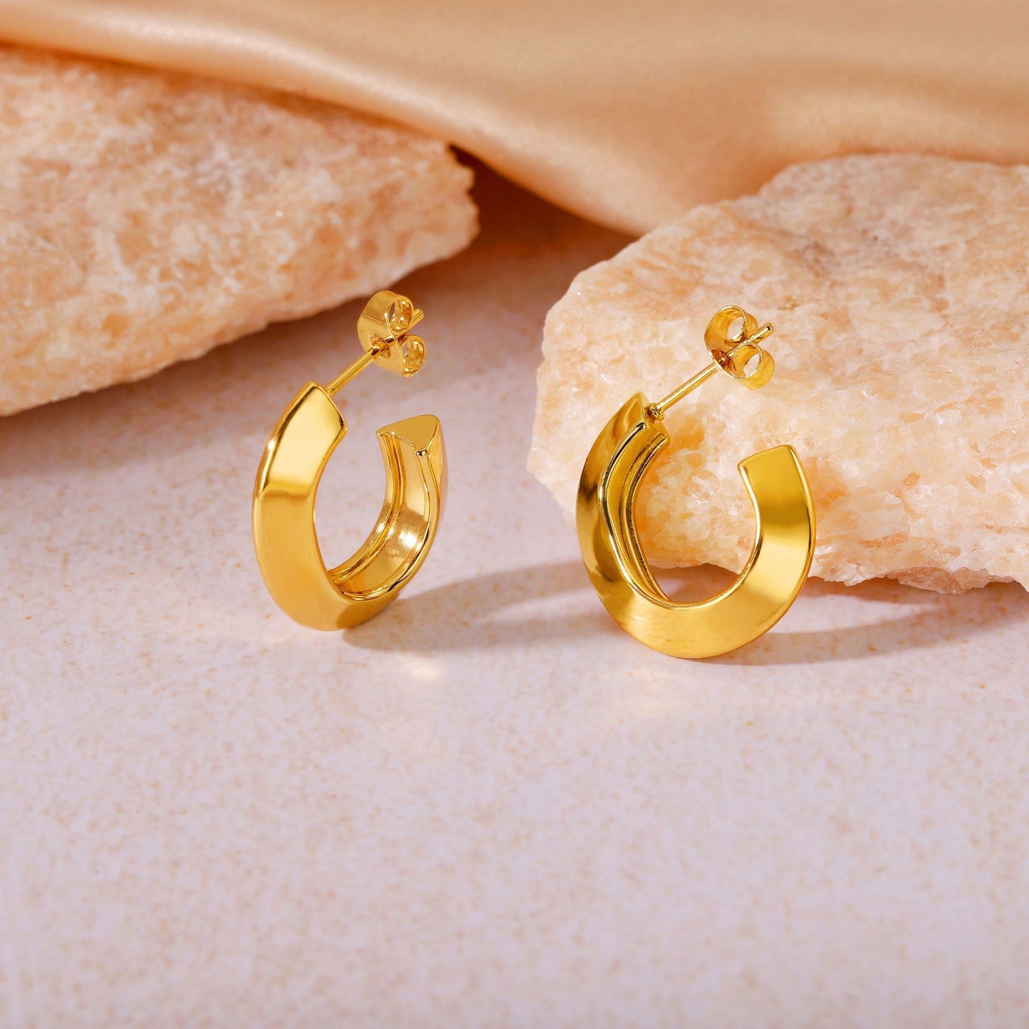 Boho Blank Stainless Steel Blade Edge 20mm 23mm 25mm Oval Hoop C Earrings Jewelry for Women