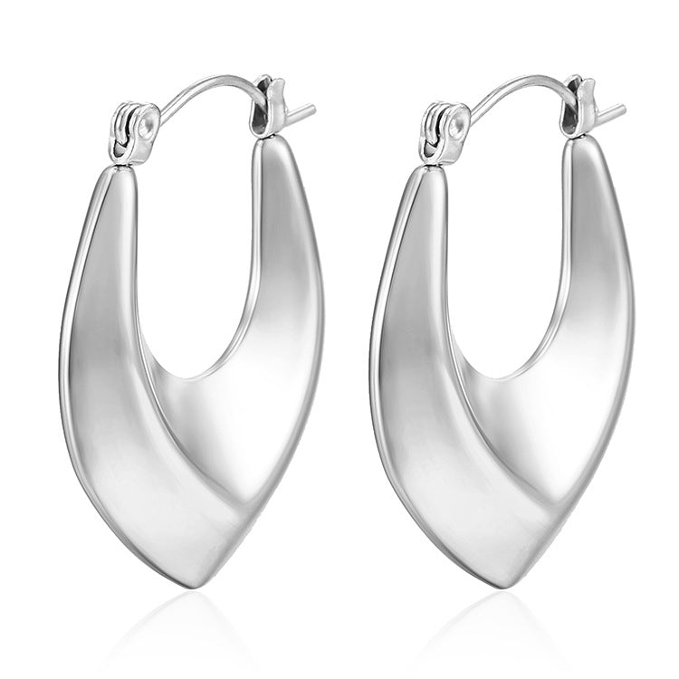 Boho Blank Stainless Steel Blade Edge 3x2.5CM Hoop Earrings Jewelry for Women