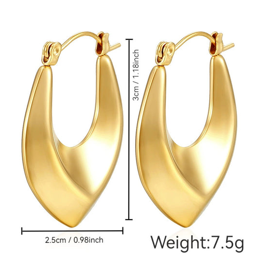 Boho Blank Stainless Steel Blade Edge 3x2.5CM Hoop Earrings Jewelry for Women
