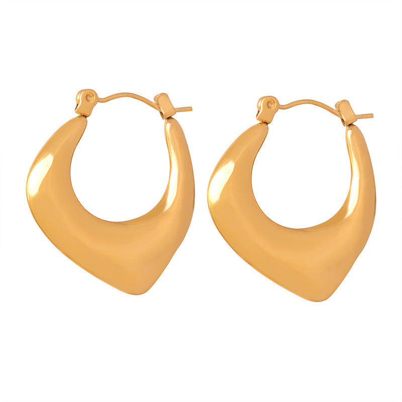 Boho Blank Stainless Steel Blade Edge 27x23MM Hoop Huggie Earrings for Women