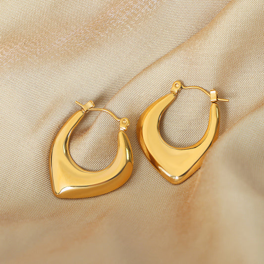 Boho Blank Stainless Steel Blade Edge 27x23MM Hoop Huggie Earrings for Women