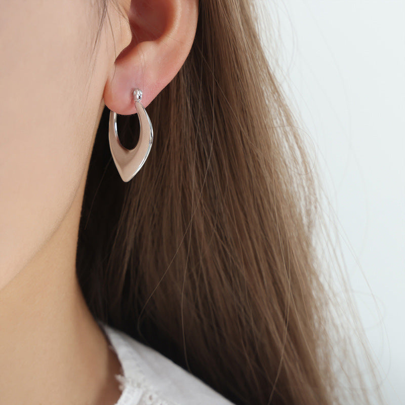 Boho Blank Stainless Steel Blade Edge 27x23MM Hoop Huggie Earrings for Women