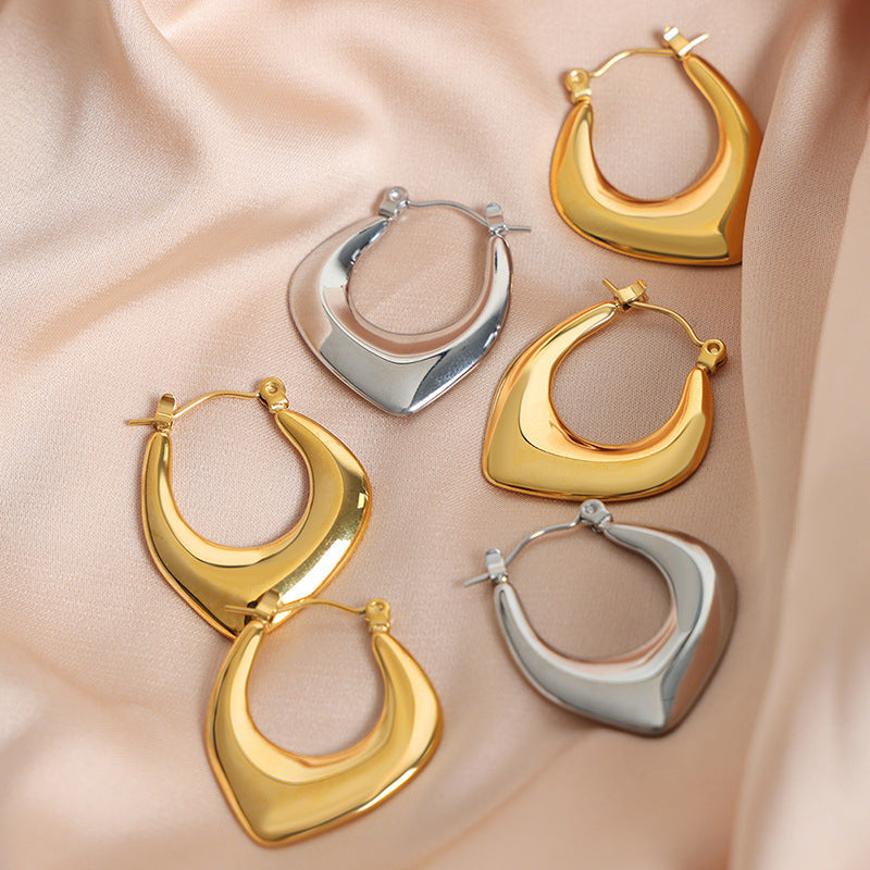 Boho Blank Stainless Steel Blade Edge 27x23MM Hoop Huggie Earrings for Women