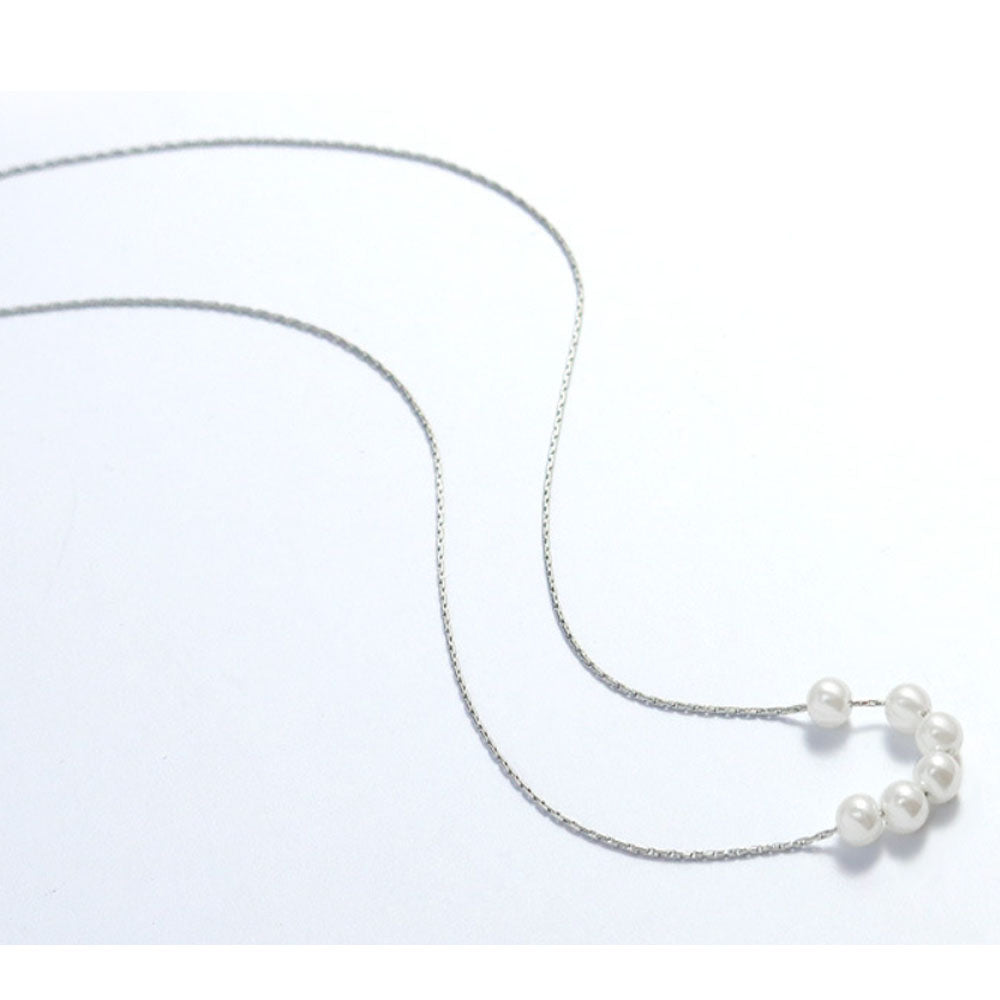 Women Fashion Stainless Steel 18k Gold Plated Plastic Baroque Pearl Beads Charm Chain Necklace Women Necklaces Jewelry