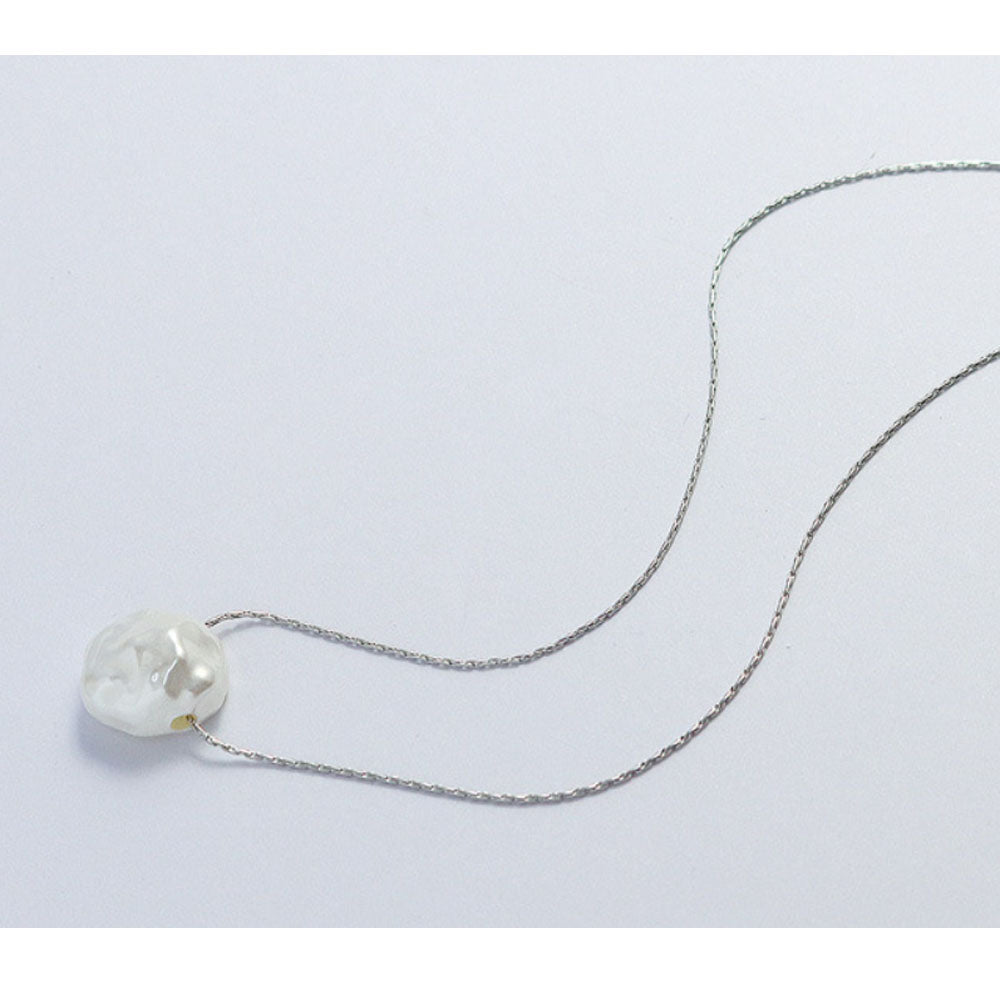 Women Fashion Stainless Steel 18k Gold Plated Plastic Baroque Pearl Beads Charm Chain Necklace Women Necklaces Jewelry