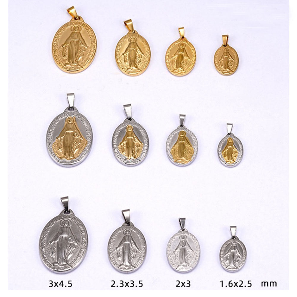 Fashion Blessed Stainless Steel Men's Women Miraculous Medal Holy Mother Virgin Mary Pendant Necklace Catholic Religious Jewelry