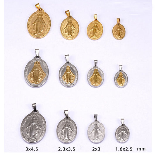 Fashion Blessed Stainless Steel Men's Women Miraculous Medal Holy Mother Virgin Mary Pendant Necklace Catholic Religious Jewelry