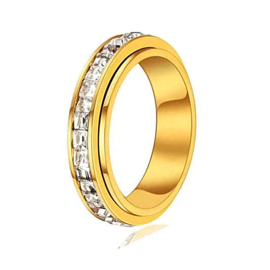 Wholesale Fashion Rotatable Stainless Steel 5.5mm Zircon Beads Channel Pave Ring Finger Rings Jewelry Manufacturer Supplier