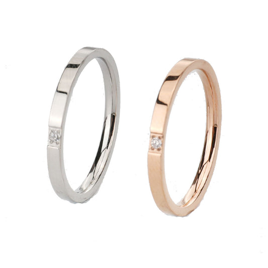 Wholesale Fashion Wedding Party Stainless Steel 2mm 1 & 3 Zircons Diamond Ring Finger Rings Jewelry Manufacturer Supplier