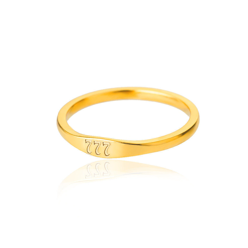 Wholesale Fashion Trendy Stainless Steel Angel Numbers Engraving Finger Rings Jewelry for Women