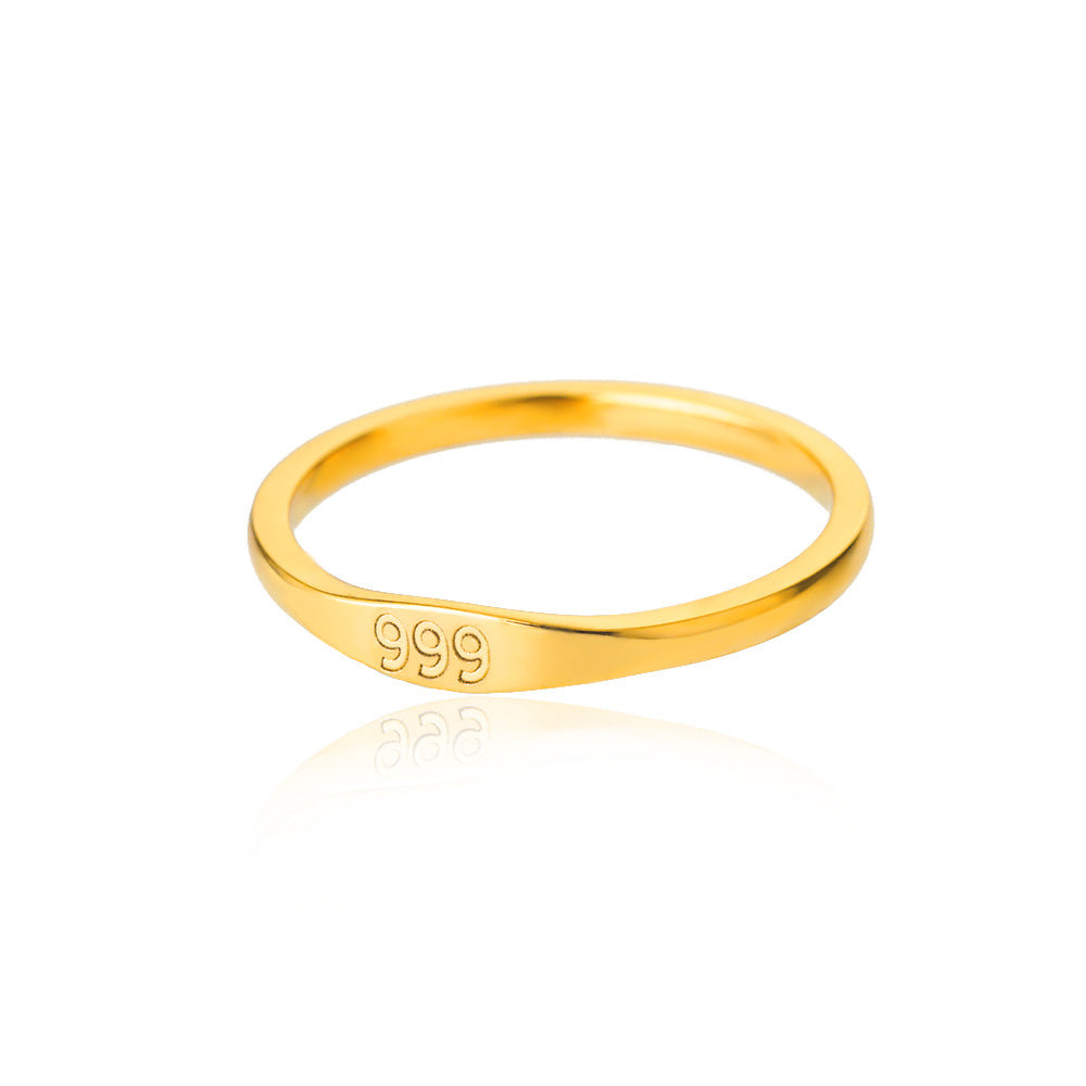 Wholesale Fashion Trendy Stainless Steel Angel Numbers Engraving Finger Rings Jewelry for Women