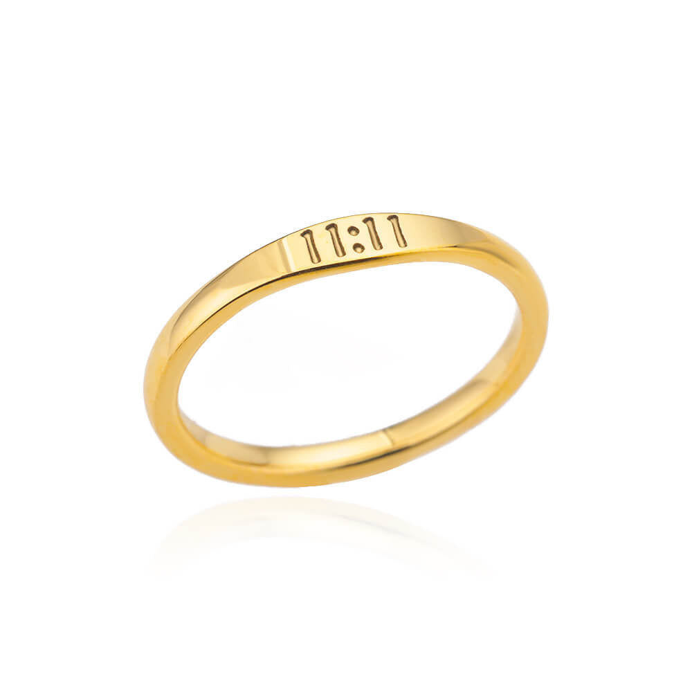 Wholesale Fashion Trendy Stainless Steel Angel Numbers Engraving Finger Rings Jewelry for Women