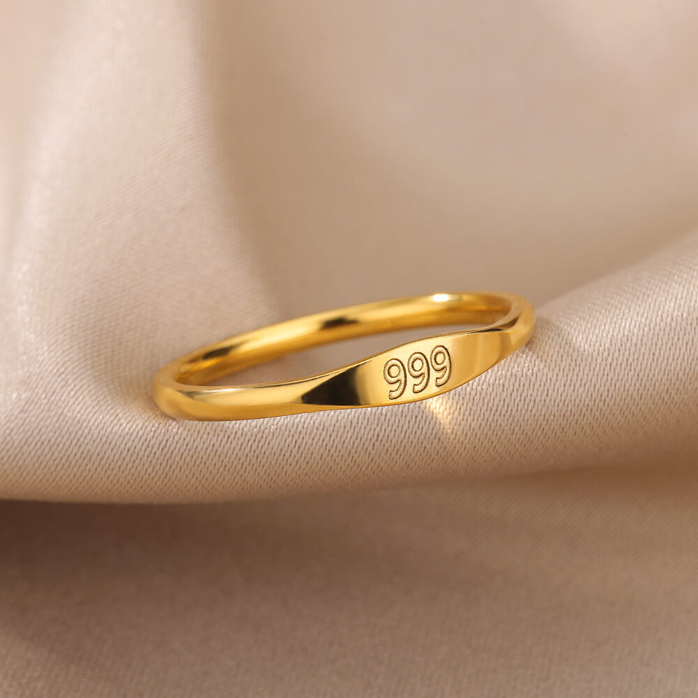 Wholesale Fashion Trendy Stainless Steel Angel Numbers Engraving Finger Rings Jewelry for Women