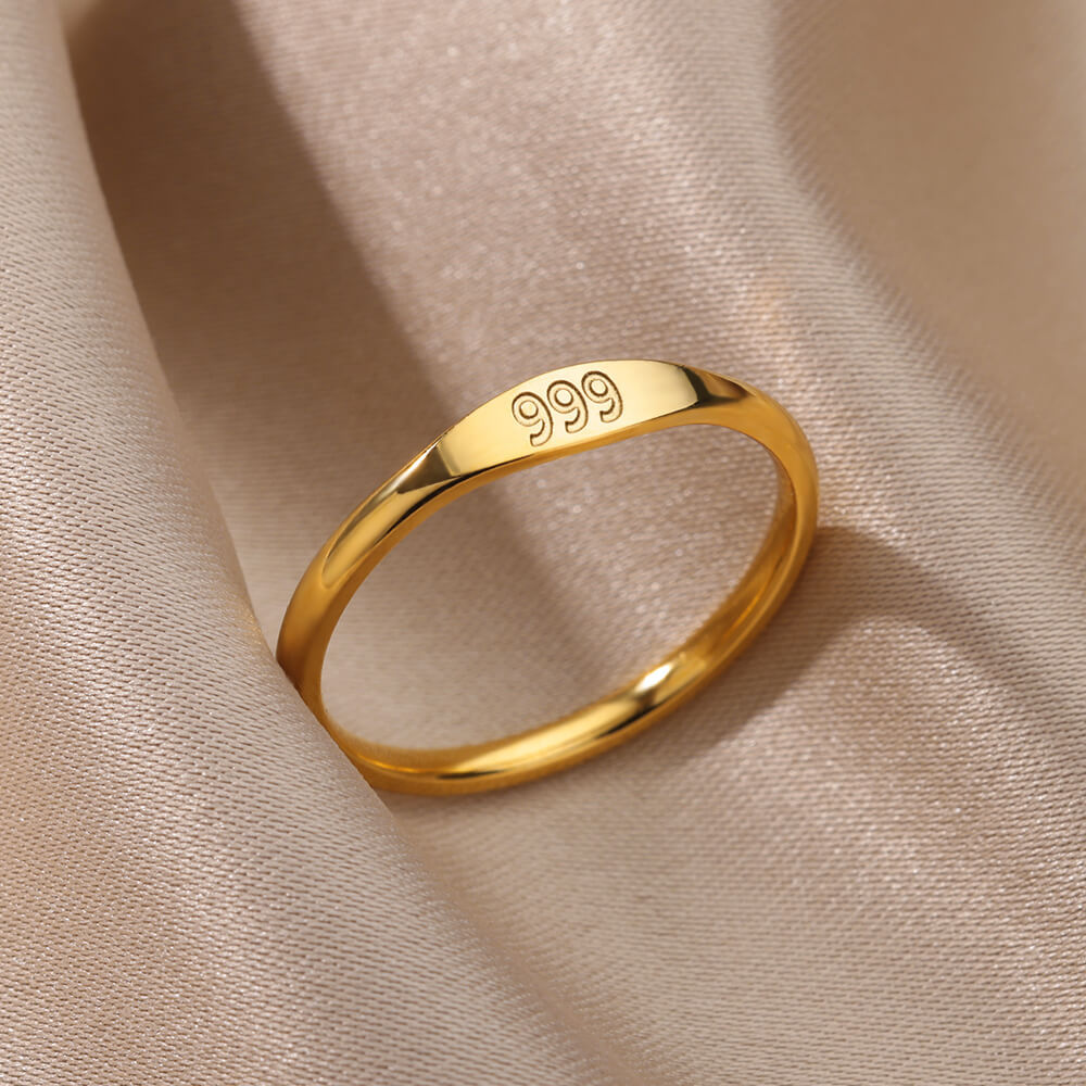 Wholesale Fashion Trendy Stainless Steel Angel Numbers Engraving Finger Rings Jewelry for Women