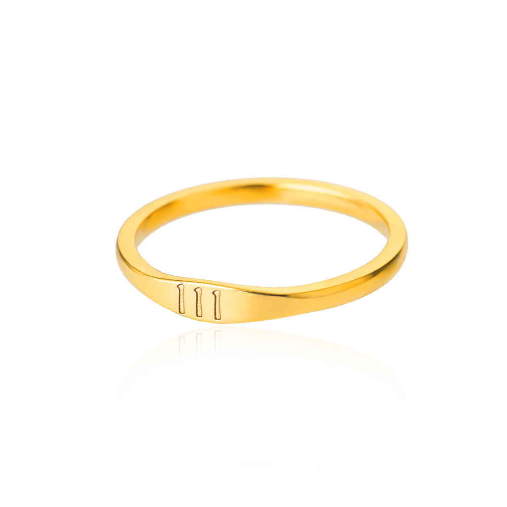 Wholesale Fashion Trendy Stainless Steel Angel Numbers Engraving Finger Rings Jewelry for Women