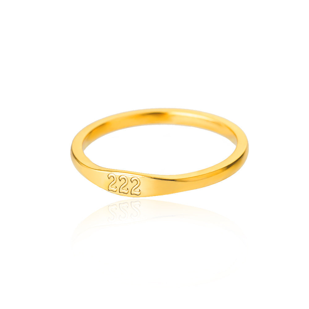 Wholesale Fashion Trendy Stainless Steel Angel Numbers Engraving Finger Rings Jewelry for Women